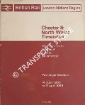 Passenger Services - Chester & North Wales Timetable with services to Liverpool, London, Manchester, 14 June 1965 to 17 April 1966 by British Rail London Midland Region